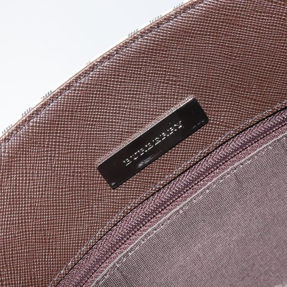BURBERRY Nova Check Tote Bag PVC Beige Silver Auth BA8673 - Picture 10 of 16